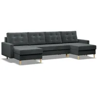 Mebligo - U-Förmige Ecksofa mit Schlaffunktion und Bettkasten BLANK, Bonell-Federn, Couch U Form 294x92x140 cm, Klappsofa mit Schlaffunktion, Wohnzimmer Eckcouch mit Bettfunktion - Ecksofa Dunkelgrau