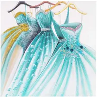 MCW Ölgemälde Grüne Kleider Handgemalt