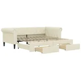 vidaXL Tagesbett Ausziehbar mit Schubladen, Creme 90x200 cm Kunstleder - Beige