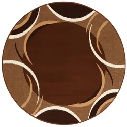 Teppich »Noah«, rund, 7 mm Höhe, mit Bordüre, Kurzflor, verspieltes Design, pflegeleicht, elegant, 96048049-10 braun 7 mm
