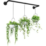 Bamworld Pflanzenregal Hängend Blumenständer Metall Schwarz Blumenregal Wand Balkon Deko Metallstab (blumentopf Nicht inbegriffen)