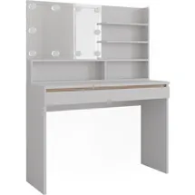 Vicco Schminktisch Emma Weiß, 120 cm) mit Spiegelregal und LED-Beleuchtung