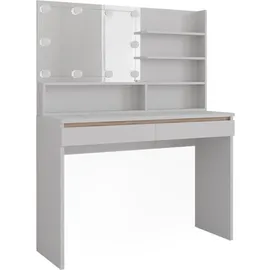 Vicco Schminktisch Emma Weiß, 120 cm) mit Spiegelregal und LED-Beleuchtung