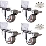 Lenkrollen, Möbelrollen, Schwenkrollen Schwerlast, Transportrollen, L-förmige Montageplatte, Lenkrollen Mit Feststeller, Schwerlastrollen 4 Stück, Für Blumenständer, Krippen,4Brakes-38mm