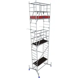 Arbeitsgerüst KRAUSE "ClimTec System", grau (aluminiumfarben), B:145cm H:600cm L:195cm, Aluminium, Gerüste, Komplettgerüst inkl. 1 Aufstockung, 2 Aufstockung + Fahrrollensatz