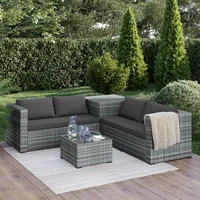 STEELSØN Veloria Rattan Gartenmöbel Set 4-TLG. – Gartenlounge mit Sofas, Tisch & Box – Outdoor Sitzgruppe bis 4 Personen – Sitzgarnitur Garten/Balkon/Terasse grau/anthrazit mit Stauraum