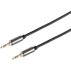 Premium-Stereokabel 3,5mm Klinke auf Klinke - Für Musikplayer, Computer & Stereoanlagen - Vergoldete Kontakte, Textil-Ummantelung, 2,5m AUX-Kabel