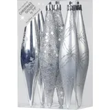 Inge‘s Christmas Decor Inges Glas Christbaumschmuck Eiszapfen Kunststoff 15 cm 6 Stück Silber