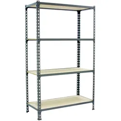 PROREGAL Schwerlastregal MID MULI | HxBxT 150x100x50cm | 4 Fachböden | Fachlast 150kg | Grau | Lagerregal Kellerregal Werkstattregal Fachbodenregal