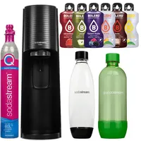 SodaStream Wassersprudler Terra Black + 2 Flaschen 1L Schwarz/Grün + Bolero