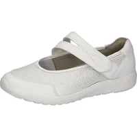 WALDLÄUFER M-IRA Soft Riemchenballerina Slipper, Komfortschuh, Orthotritt-Funktion, Spezialweite M silberfarben|weiß 40 EU (6,5 UK)