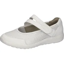 WALDLÄUFER M-IRA Soft Riemchenballerina Slipper, Komfortschuh, Orthotritt-Funktion, Spezialweite M silberfarben|weiß 40 EU (6,5 UK)