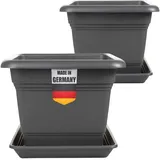 Centi 2er Set Blumentopf mit Untersetzer 40 x 33 cm Schwarz