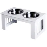 PawHut Futternapf Edelstahl MDF Weiß