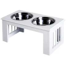 PawHut Futternapf Edelstahl MDF Weiß