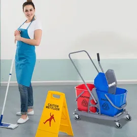 Homcom Putzeimer Wischwagen Blau/Rot