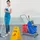 Homcom Putzeimer Wischwagen Blau/Rot