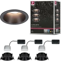Paulmann Cole Coin Einbauleuchte 3er Set rund 88mm schwarz