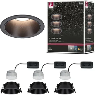 Paulmann Cole Coin Einbauleuchte 3er Set rund 88mm schwarz