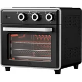 Kompakter 20L Minibackofen mit 360° Heißluft, Grillrost, Krümelblech, 5 Funktionen in Schwarz