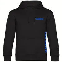 multifanshop Kapuzen Sweatshirt - Hamburg - Brust & Seite - Druck blau - Hoodie