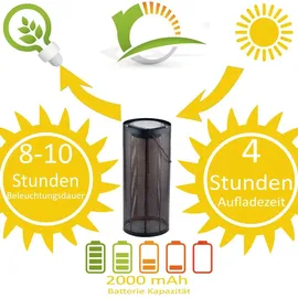 Marrakesch Orient & Mediterran Interior 2er Set Solarlaterne Solar Laterne Lampe Deko Balkon Garten Bamba Schwarz