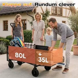 sunula Bollerwagen Faltbar 80L/115L schwarz