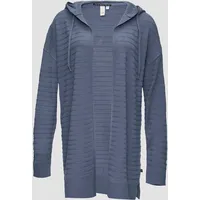 QS Strickjacke mit Kapuze und Streifenstruktur, Damen, blau, M