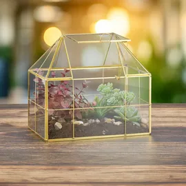 Relaxdays Pflanzenterrarium 21 x 23 x 14 cm Schwarz
