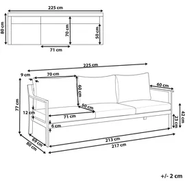 Beliani Kiato Gartensofa 3-Sitzer dunkelgrau