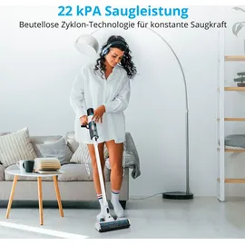 Medion P250 Stabstaubsauger (kabellos, beutellos, Zyklon-Technologie, 250 Watt, 2in1 Stielstaubsauger und Handstaubsauger mit Akku, Staubsensor, HEPA H13, LED Touch Display, Bürstenrolle)