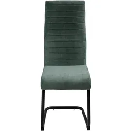 Home4You Schwingstühle 4er Set, Dunkelgrün - Schwarz - Cordbezug - Metall - 4er Set