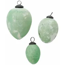 Loberon Osterei 3er Set Givale, DREI Größen, Mundgeblasen, Mattes Finish, Sanfte Farbtöne, Ostern, Osterdekoration, antikgrün