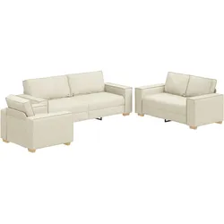 vidaXL 3-tlg. Sofagarnitur mit Kissen Leinen