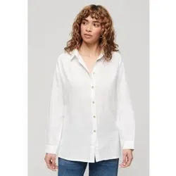 Superdry für Damen. W4010422A Langes weißes Strandhemd (S), Lässig, Baumwolle, Langarm