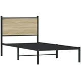 vidaXL Bettgestell, mit Kopfteil Metall Sonoma-Eiche 90x200 cm