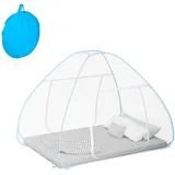 Relaxdays Moskitonetz faltbar, 150 x 180 x 200 cm, Pop-Up Zelt, für Betten, Reisen, Mückennetz, Polyester, weiß/türkis