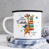 Wandtattoo Loft Kindertasse mit Namen und Giraffen Motiv, Emaille Tasse Kinder mit Namen, Tasse Kinder, Kindertasse personalisiert, Trinkbecher Kinder, Schulkind Tasse mit Namen, Camping Tasse Kinder