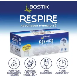 Bostik RESPIRE 4 Nachfülltabs für Luftentfeuchter 4 x 250 g