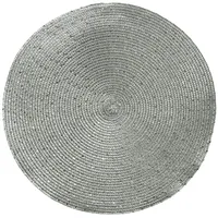 Kaemingk Tischset rund 38cm Kunststoff 1 Stück - abwaschbarer Tischuntersetzer Platzdeckchen Platzset Tischunterlage Placemat Silber