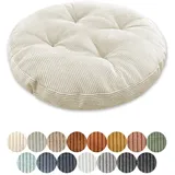 Lsjoaw Sitzkissen Rund 35cm Dicke 8cm 1 Stück Bodenkissen Rund Sitzpolster Stuhlauflage Sitzpolster Stuhlkissen Polster Auflage für Wohnzimmer Büro Konferenzraum Cordstoff (Weiß)