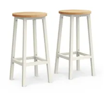 VASAGLE Barhocker 2er Set ebenholzschwarz-eichenbeige-weiß