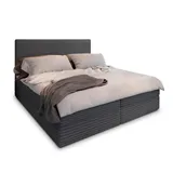 masseno Boxbett mit Matratze und Topper, Polsterbett mit Bettkästen Graphitfarben TILIA 90