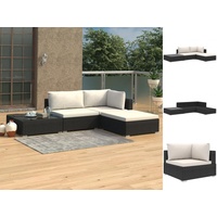 vidaXL Garten-Lounge-Set 4-tlg. schwarz/weiß 46778