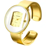 CANSNOW Spangenuhr Damen – Sphärische Damenuhr Gold-Weiß | Damen Uhr | Damen Uhren | Damenarmbanduhren | Damenuhr Gold | Uhr Damen Gold | Goldene Uhr Damen | Uhr Gold Damen | Damenuhren (Gold-Weiß)