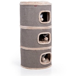 Canadian Cat Company Kratzbaum Kratztonne Tony - Beige, Platzsparende Kratztonne mit Schlafplatz und Höhlen ca. 45 x 45 x 90cm beige