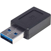 Manhattan SuperSpeed+ USB C-Adapter, USB-A 3.1 Gen2 Typ A Stecker auf Typ C-Buchse, 10 Gbps schwarz