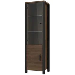 Industrial Vitrine in Walnussfarben und Schwarz Industry und Loft Stil