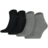 TOMMY HILFIGER Herren Quarter Socken, 4er Pack - Sneaker, Unifarben, 39-49 Schwarz/Grau 47-49