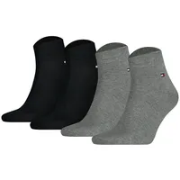 TOMMY HILFIGER Herren Quarter Socken, 4er Pack - Sneaker, Unifarben, 39-49 Schwarz/Grau 47-49